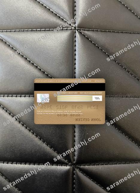 Malta Central Bank visa classic card photolook back